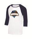 CL0822 - T-shirt baseball unisexe (blanc/marine)